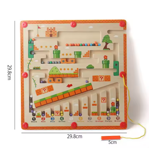 🧠 Wooden Color Mechanism Maze Puzzle Toy – Educational Math Toy for Young Children