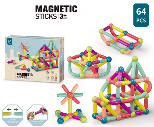 🔷 64-Piece STEM Magnetic Building Blocks Set