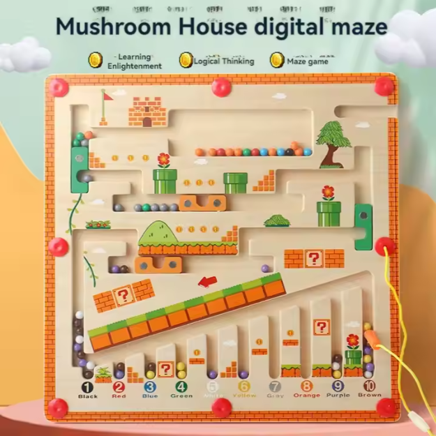 🧠 Wooden Color Mechanism Maze Puzzle Toy – Educational Math Toy for Young Children
