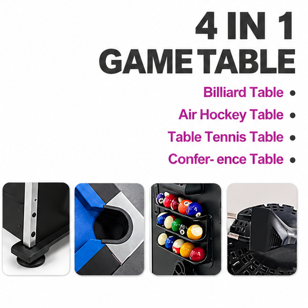 4-in-1 Multi-Game Table – Pool, Air Hockey & Table Tennis