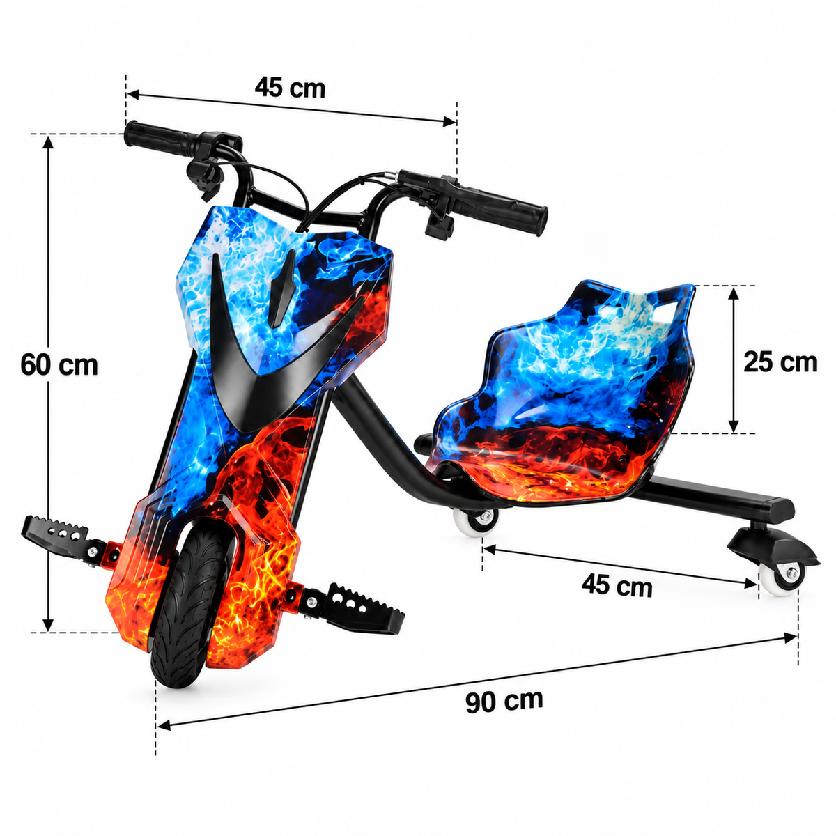 Electric Drift Trike Scooter ā Adjustable 3-Wheel Ride with Bluetooth & LED Lights