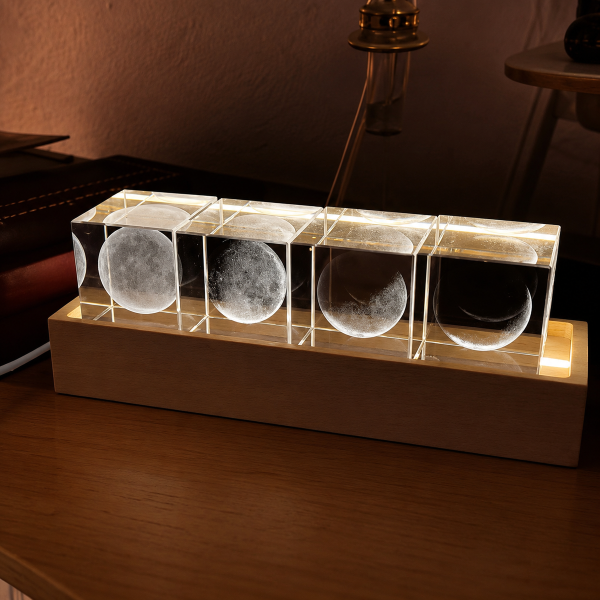 3D Moon Phases Crystal Cube Set
