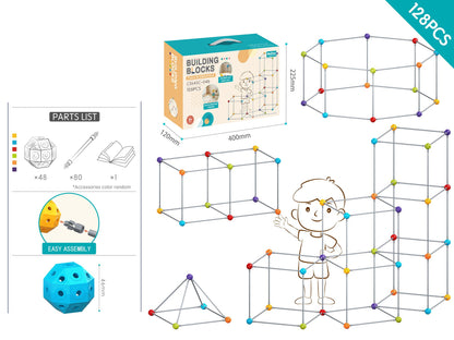 🏰 Fort Building Kit for Kids – 128-Piece STEM Construction Set
