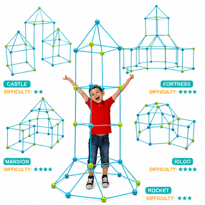 🏰 Fort Building Kit for Kids – 128-Piece STEM Construction Set