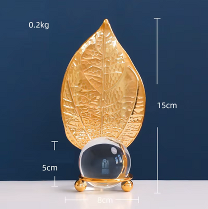 Metal Maple Gold Leaf Décor – Luxe Table & Shelf Accent