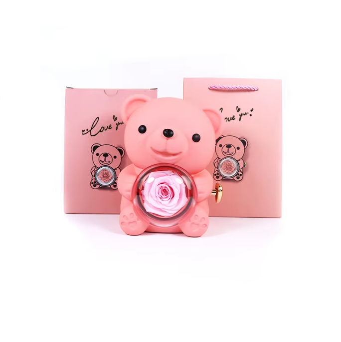 Eternal Rose & Rotating Bear Gift Box
