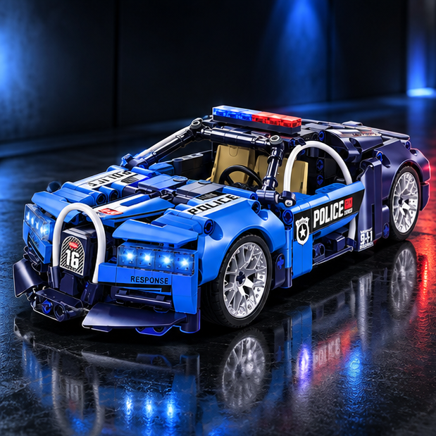 1:18 Building Block Cars – Racing, Sports, Off-Road & Police Car Sets