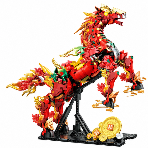 Red Hare Legendary Horse Building Block Set – 1,973 Pieces, Chinese Mythology Display Model