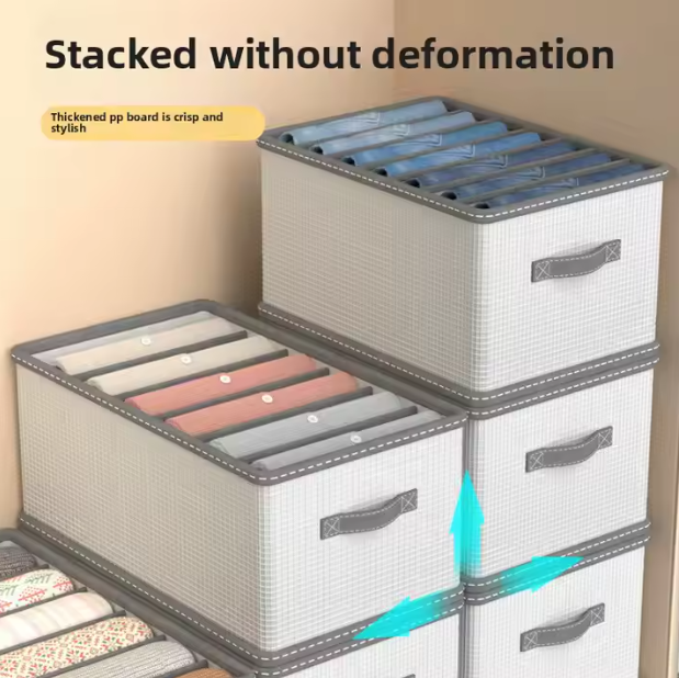 StackEase Fabric Drawer Box – 66L & 7-Grid Organizer