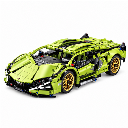 Mechanical Sports Car Building Set – 1,280 Pieces, Lime Green Supercar