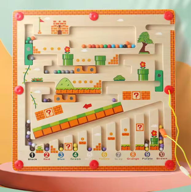 🧠 Wooden Color Mechanism Maze Puzzle Toy – Educational Math Toy for Young Children