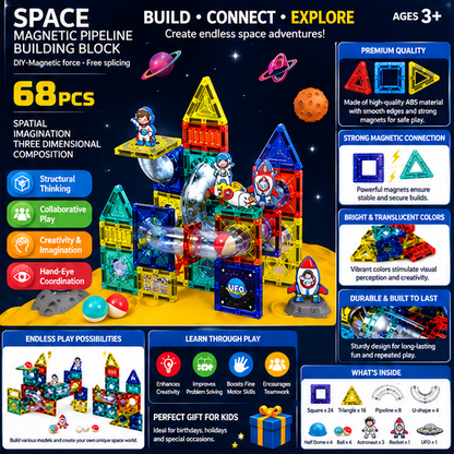 Space Magnetic Building Set – 68 Pieces