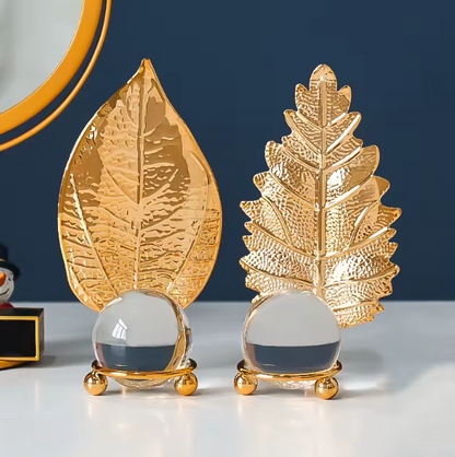 Metal Maple Gold Leaf Décor – Luxe Table & Shelf Accent
