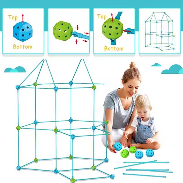 🏰 Fort Building Kit for Kids – 128-Piece STEM Construction Set