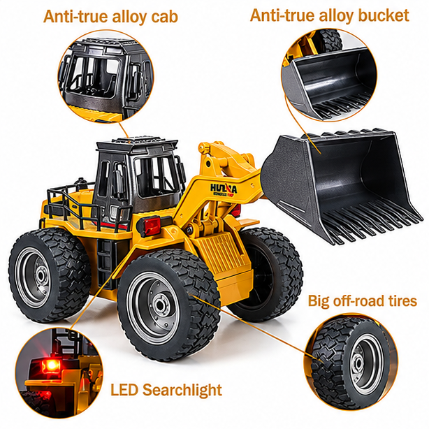 1:18 RC Front-End Loader – Huina 1532 Remote Control Construction Truck