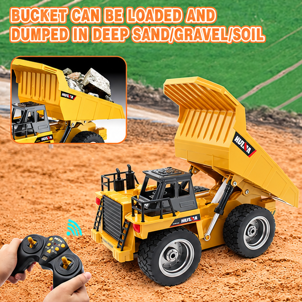 1:18 RC Dump Truck – Huina 1534 9-Channel Remote Control Construction Truck
