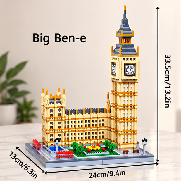 World Landmarks Mini Building Blocks – Great Pyramid, Big Ben & Leaning Tower of Pisa