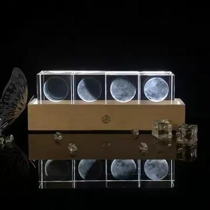 3D Moon Phases Crystal Cube