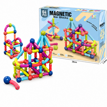 🔷 64-Piece STEM Magnetic Building Blocks Set
