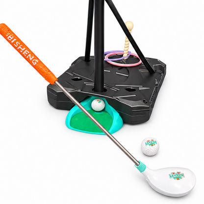 3-in-1 Adjustable Sports Game Set – Basketball, Mini Golf & Ring Toss with Digital Scoreboard