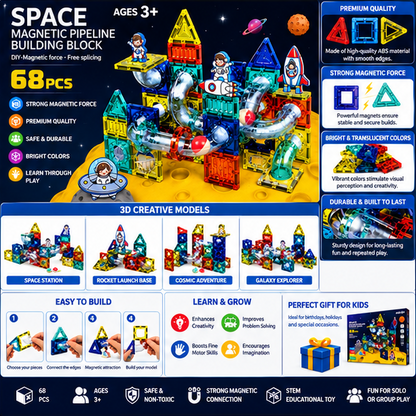 Space Magnetic Building Set – 68 Pieces