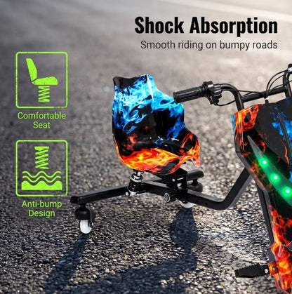 Electric Drift Trike Scooter – Adjustable 3-Wheel Ride with Bluetooth & LED Lights