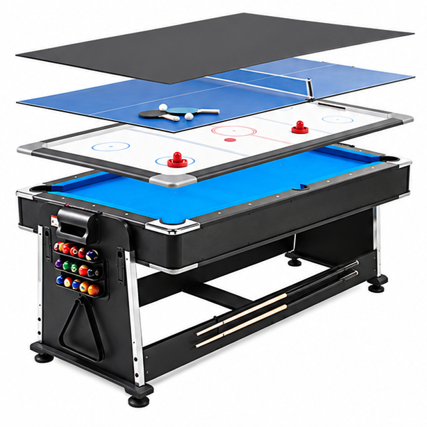 4-in-1 Multi-Game Table – Pool, Air Hockey & Table Tennis