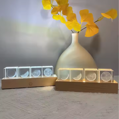 3D Moon Phases Crystal Cube