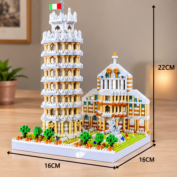 World Landmarks Mini Building Blocks – Great Pyramid, Big Ben & Leaning Tower of Pisa