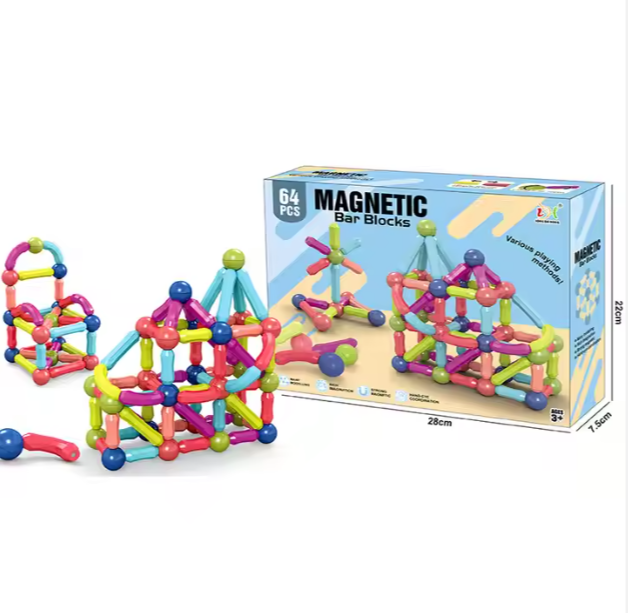 🔷 64-Piece STEM Magnetic Building Blocks Set