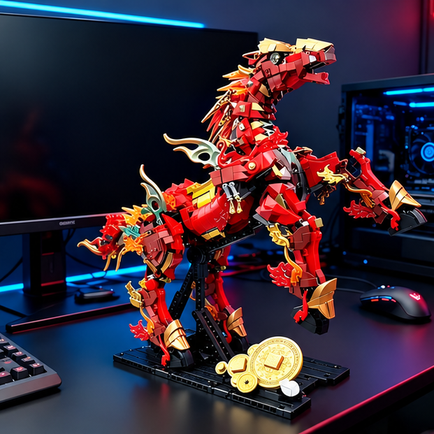 Red Hare Legendary Horse Building Block Set – 1,973 Pieces, Chinese Mythology Display Model