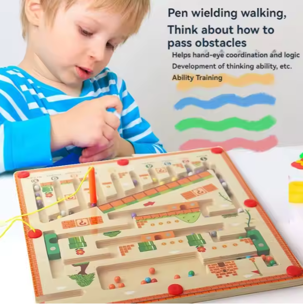 🧠 Wooden Color Mechanism Maze Puzzle Toy – Educational Math Toy for Young Children