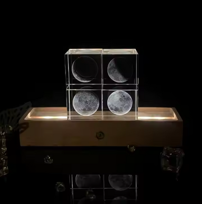 3D Moon Phases Crystal Cube