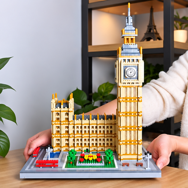 World Landmarks Mini Building Blocks – Great Pyramid, Big Ben & Leaning Tower of Pisa