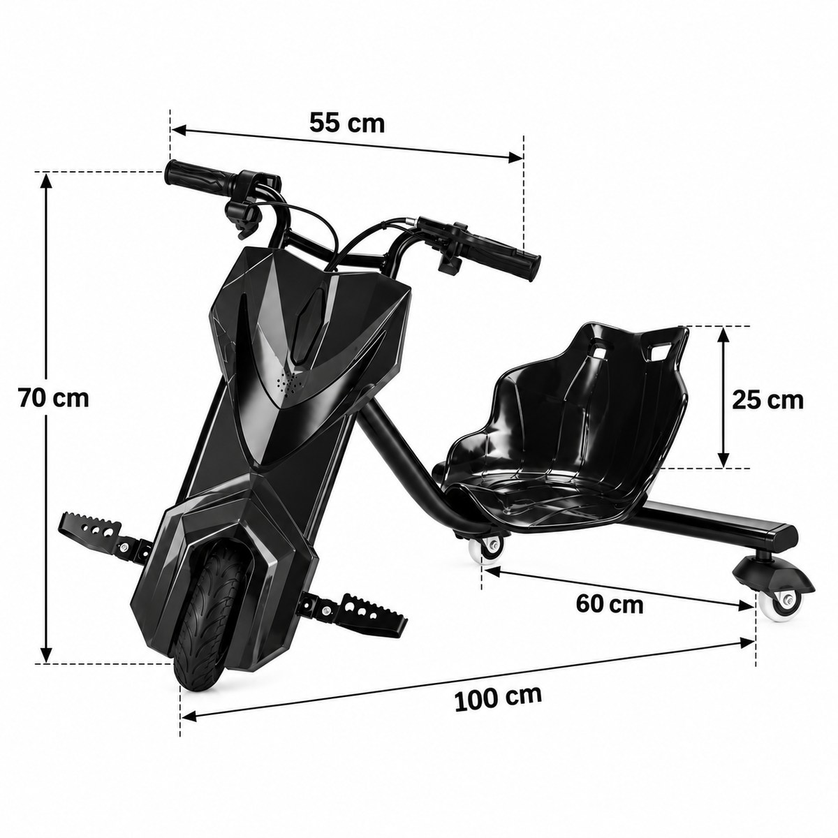 Electric Drift Trike Scooter – Adjustable 3-Wheel Ride with Bluetooth & LED Lights