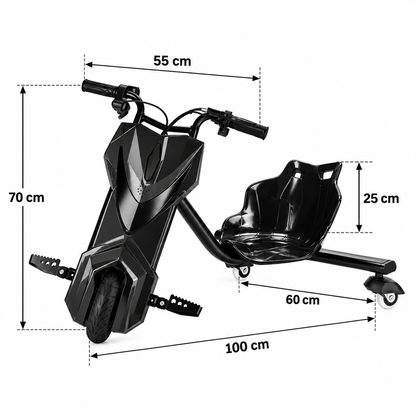 Electric Drift Trike Scooter – Adjustable 3-Wheel Ride with Bluetooth & LED Lights