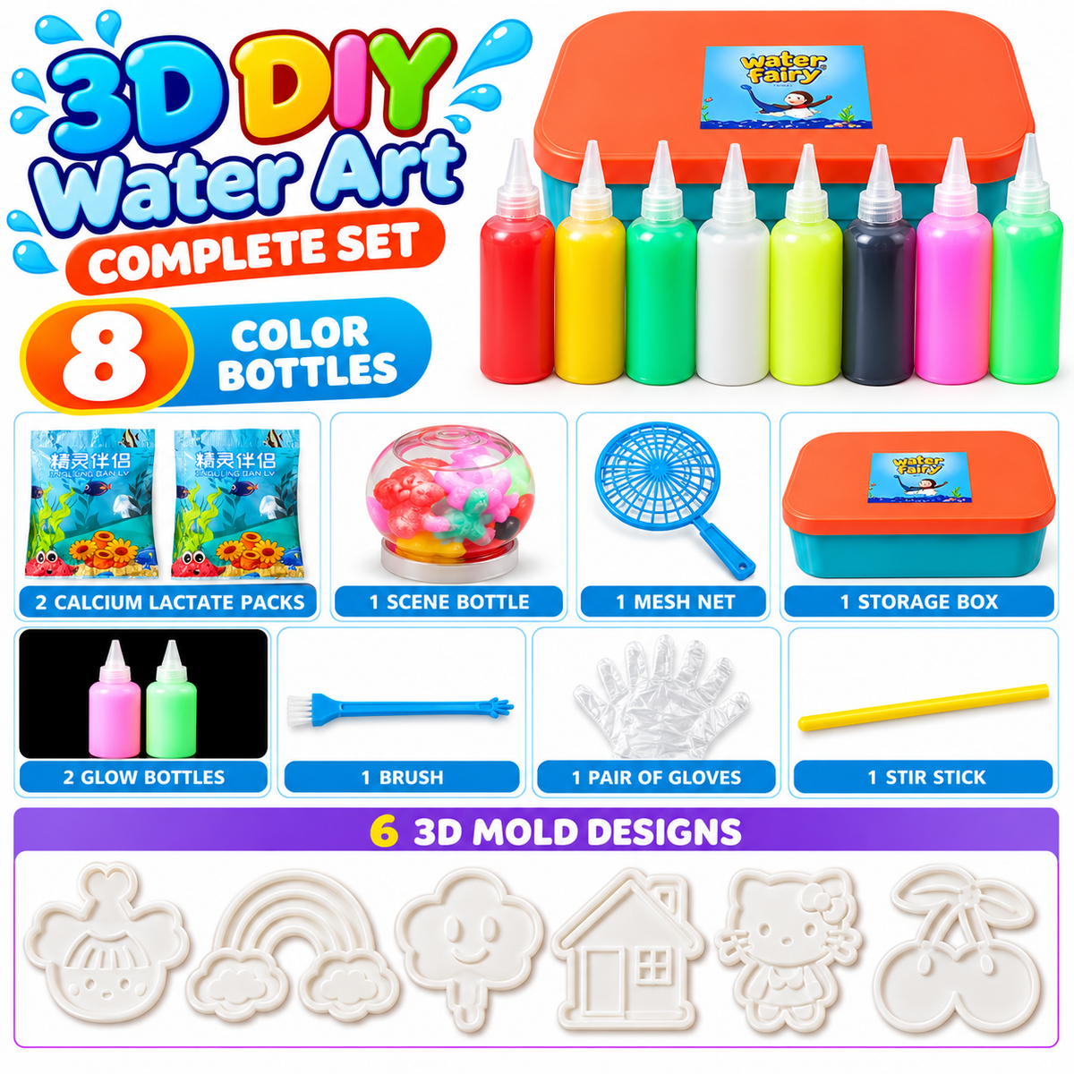 3D DIY Water Art Kit – Create Colorful Squishy Shapes