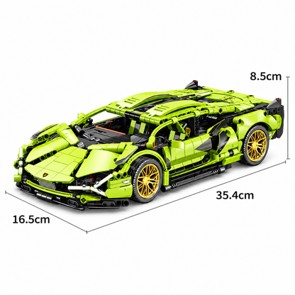 Mechanical Sports Car Building Set – 1,280 Pieces, Lime Green Supercar