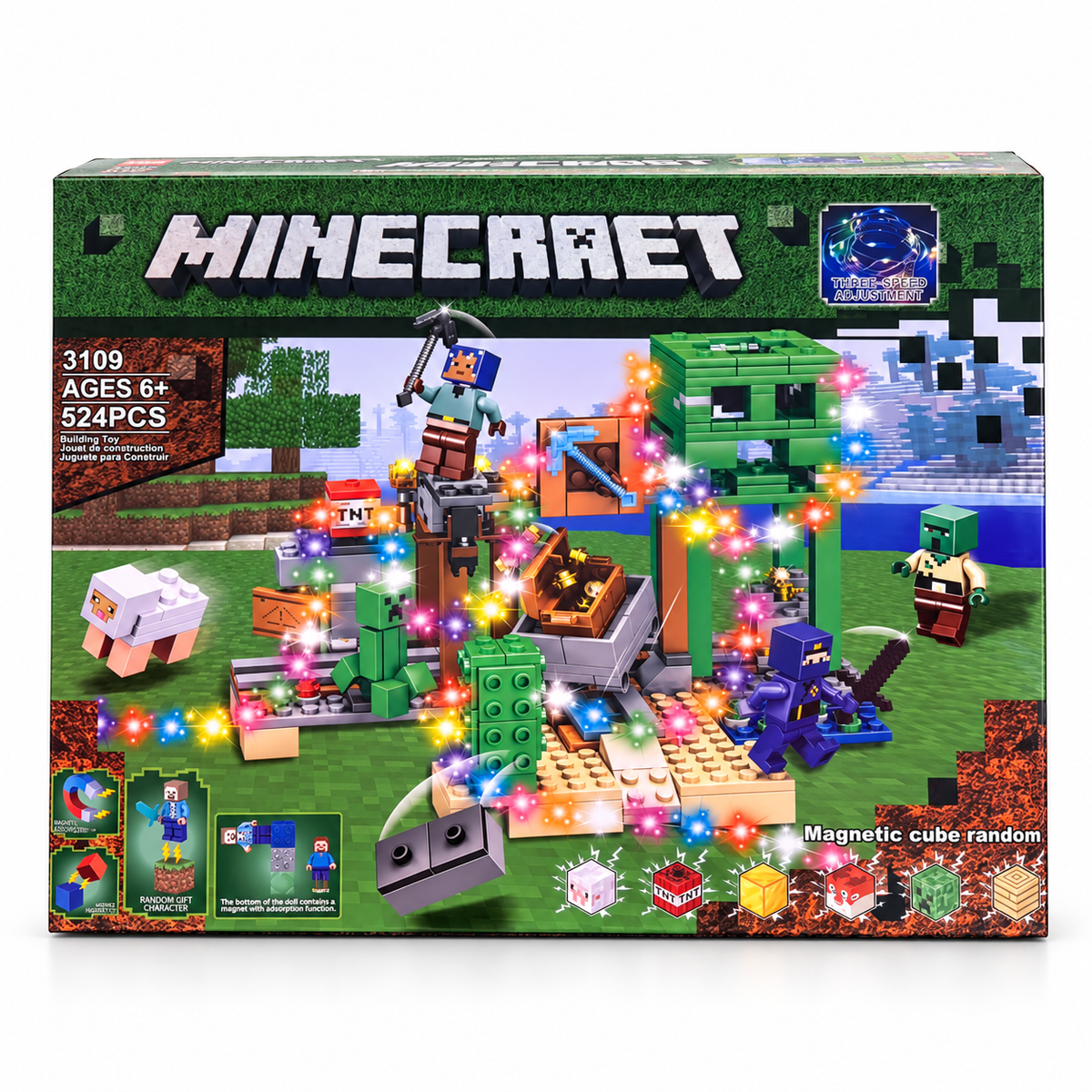 Minecraft Building Block Sets – Creeper Base, Lava Fortress & Forest Adventure