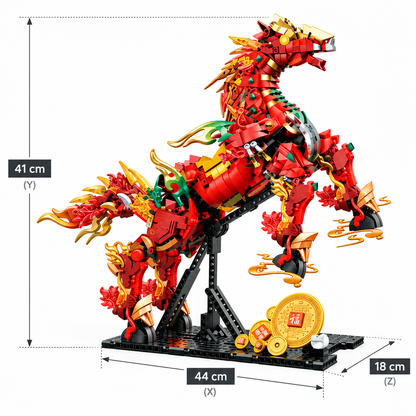 Red Hare Legendary Horse Building Block Set – 1,973 Pieces, Chinese Mythology Display Model
