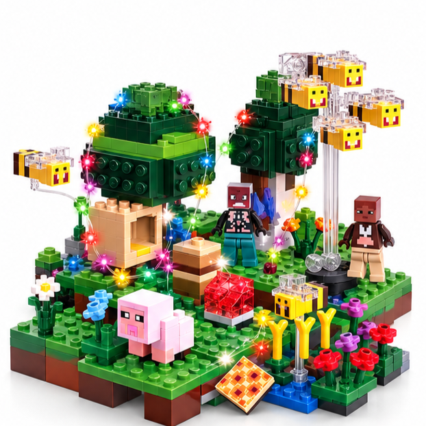 Minecraft Building Block Sets – Creeper Base, Lava Fortress & Forest Adventure