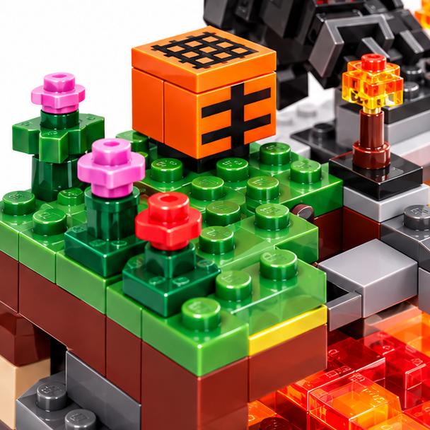 Minecraft Building Block Sets – Creeper Base, Lava Fortress & Forest Adventure