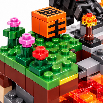 Minecraft Building Block Sets – Creeper Base, Lava Fortress & Forest Adventure