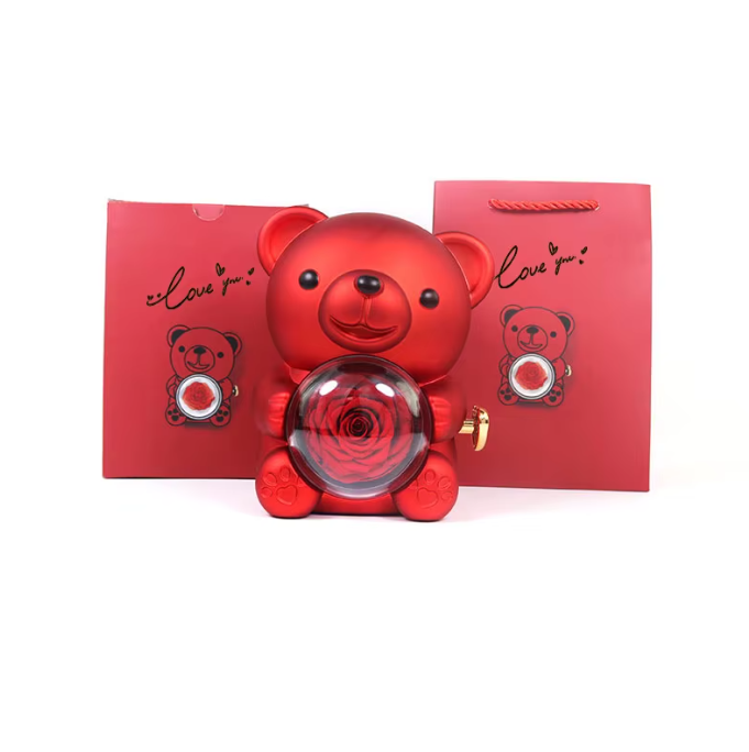 Eternal Rose & Rotating Bear Gift Box