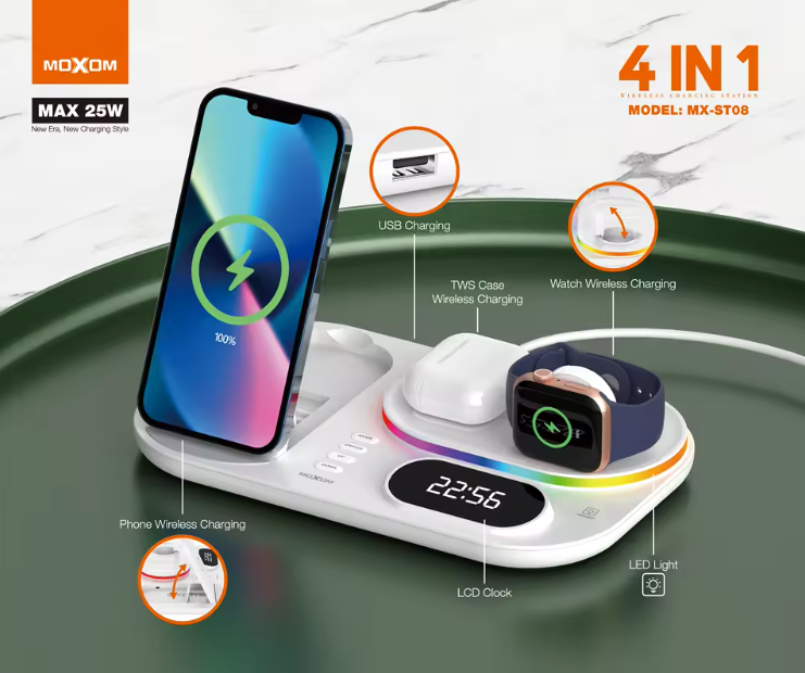 4-in-1 Wireless Charging Station – Moxom Edition